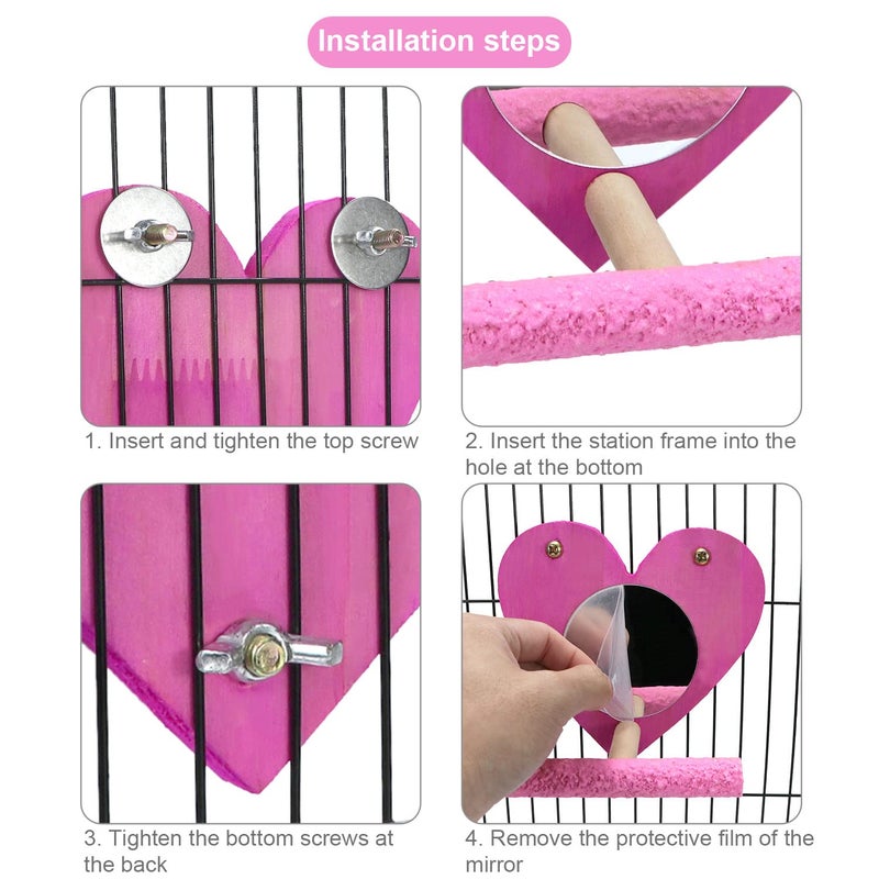 Litewoo Bird Parrot Mirror with Perch Natural Wood Swing Colorful Sand Grind Paw Trim Beak for Small Parrot Parakeet Cockatiel Lovebird Conure Finch Budgie - Image 5